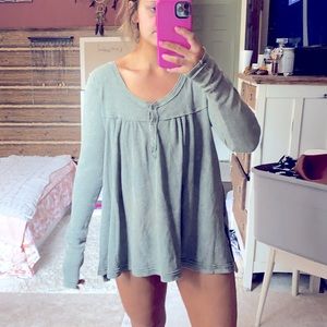 Waffleknit tunic distressed and comfy